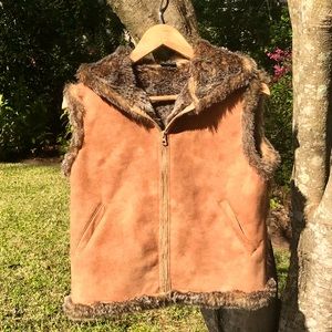 Faux suede and fur vest